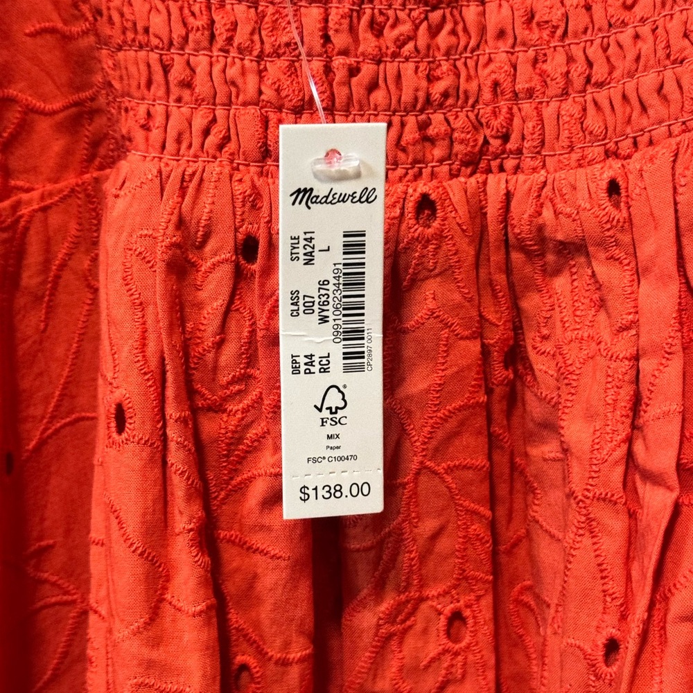Madewell Eyelet Summertime Cami Midi Dress, Rusted Clay | Sz Large - Picture 6 of 6